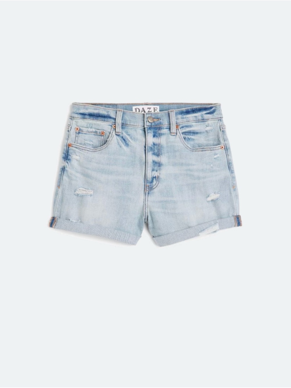 Daze Denim Light Blue Denim Distressed Loverboy Eco Women’s Shorts, size 28